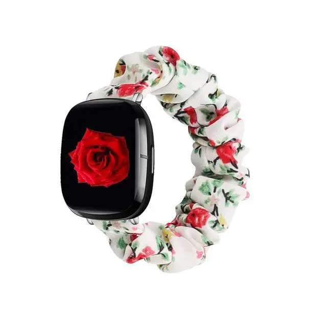 Alt view image 6 of 7 - compatible with Fitbit Sense/Versa 3/Versa 4/Sense 2 Bands,for Women,Scrunchie Fabric Replacement Wristbands Straps,Accessories,Large Small