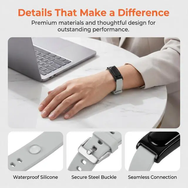 Alt view image 2 of 7 - 8-Pack Silicone Band for Fitbit Air, Soft Breathable Replacement Strap with Secure Buckle, Adjustable Sport Wristband for Google Fitbit Air Fitness Tracker Men Women