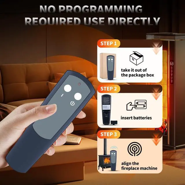 Alt view image 4 of 7 - Replacement Remote Control for Dimplex 47-1010-T Fireplace Heater 3000370500RP DF2608 NBDF2608 DF2622BLK DF2622SS