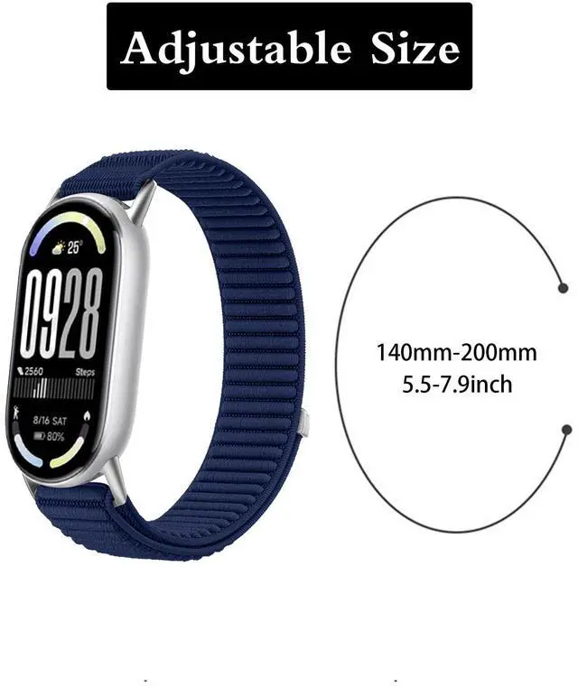 Alt view image 5 of 6 - Nylon Bands Compatible with Xiaomi Smart Band 10/9/8,Lightweight Sport Replacement for Mi Band 10/9/8 for Women Men