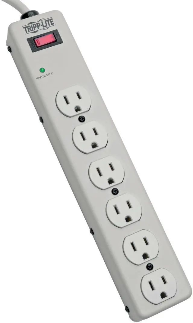 Main image of 6 Outlet Surge Protector Power Strip, 6ft Cord, Metal, $75,000 INSURANCE & (TLM606HJ)