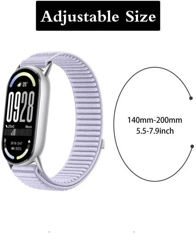 Alt view image 5 of 6 - Nylon Bands Compatible with Xiaomi Smart Band 10/9/8,Lightweight Sport Replacement for Mi Band 10/9/8 for Women Men