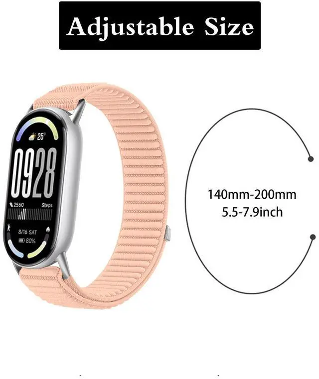 Alt view image 5 of 6 - Nylon Bands Compatible with Xiaomi Smart Band 10/9/8,Lightweight Sport Replacement for Mi Band 10/9/8 for Women Men