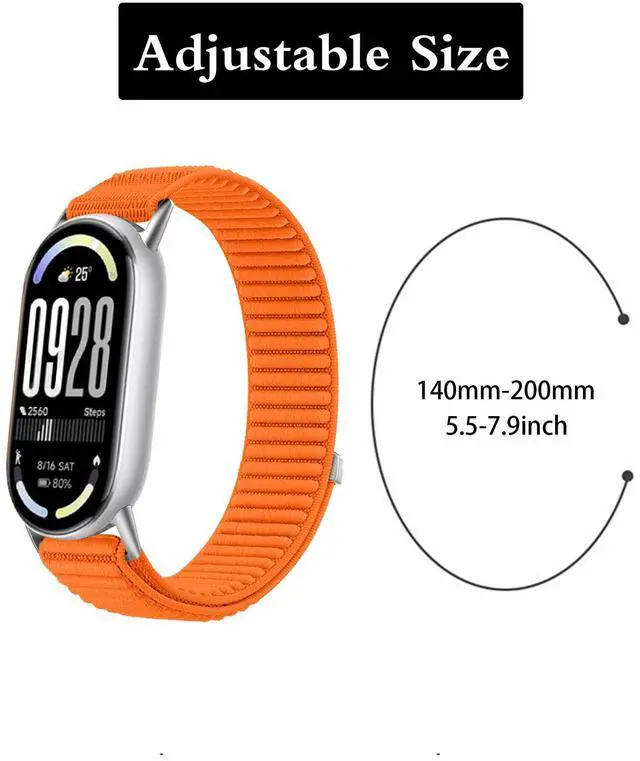 Alt view image 5 of 6 - Nylon Bands Compatible with Xiaomi Smart Band 10/9/8,Lightweight Sport Replacement for Mi Band 10/9/8 for Women Men