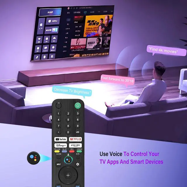 Alt view image 6 of 6 - RMF-TX520U Voice Remote Control Replaces for Sony Smart TV Remote Control and is Suitable for Sony 4K TVS or All 2019-2025 Remote Control for Bravia Smart TV