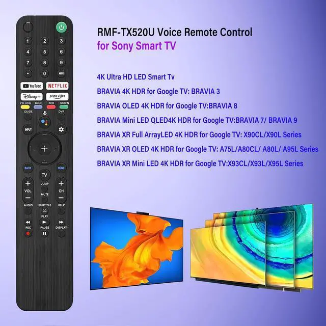 Alt view image 3 of 6 - RMF-TX520U Voice Remote Control Replaces for Sony Smart TV Remote Control and is Suitable for Sony 4K TVS or All 2019-2025 Remote Control for Bravia Smart TV