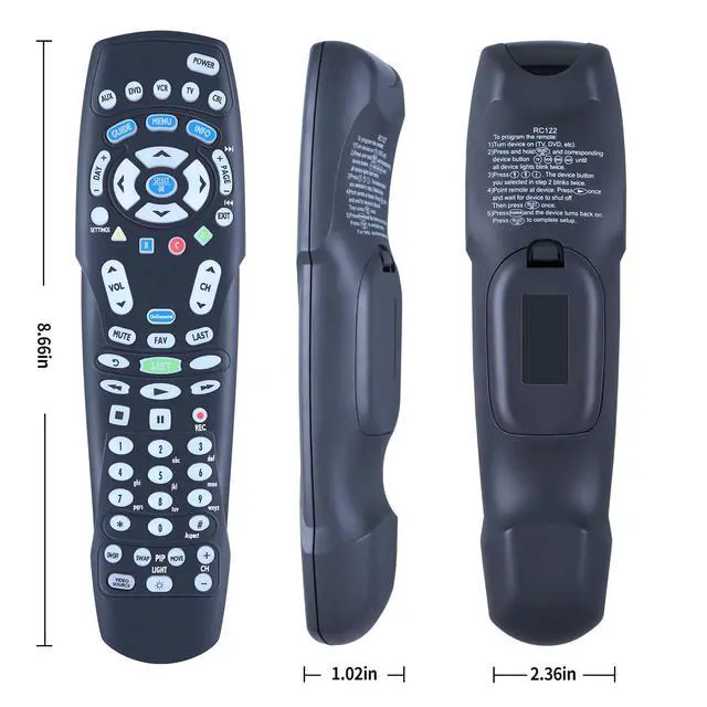 Alt view image 2 of 4 - RC122 Replacement Remote for Time Warner, Brighthouse, Charter Cable Boxes | RC1226001/04B, Pre-programmed, 3 Types to Choose, Fast Response, Stable Signal
