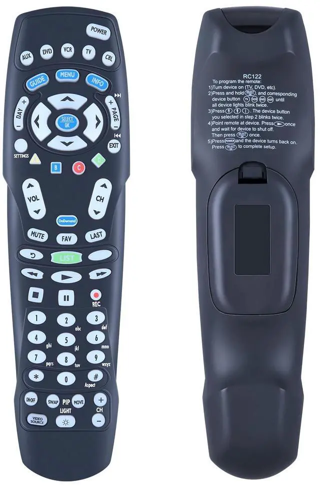Main image of RC122 Replacement Remote for Time Warner, Brighthouse, Charter Cable Boxes | RC1226001/04B, Pre-programmed, 3 Types to Choose, Fast Response, Stable Signal