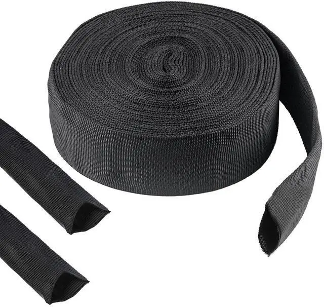 Main image of 33 FT Nylon Hydraulic Hose Protector Sleeve Black Protective Cover Hose Sheath Hydraulic Hose Wrap Cable Sleeve Torch Cutting Wire Hose Cover Management Wrap for Cord Tig