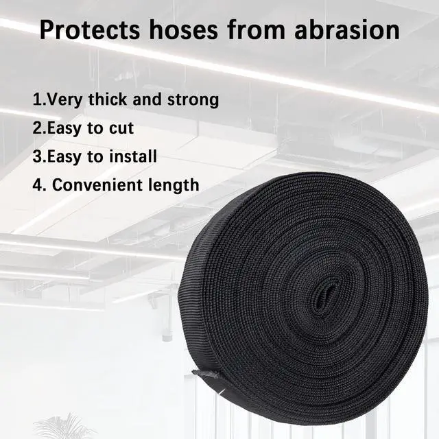 Alt view image 4 of 7 - 33 FT Nylon Hydraulic Hose Protector Sleeve Black Protective Cover Hose Sheath Hydraulic Hose Wrap Cable Sleeve Torch Cutting Wire Hose Cover Management Wrap for Cord Tig
