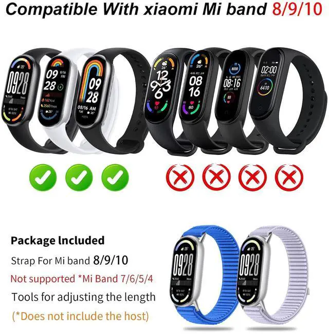 Alt view image 4 of 6 - Nylon Bands Compatible with Xiaomi Smart Band 10/9/8,Lightweight Sport Replacement for Mi Band 10/9/8 for Women Men