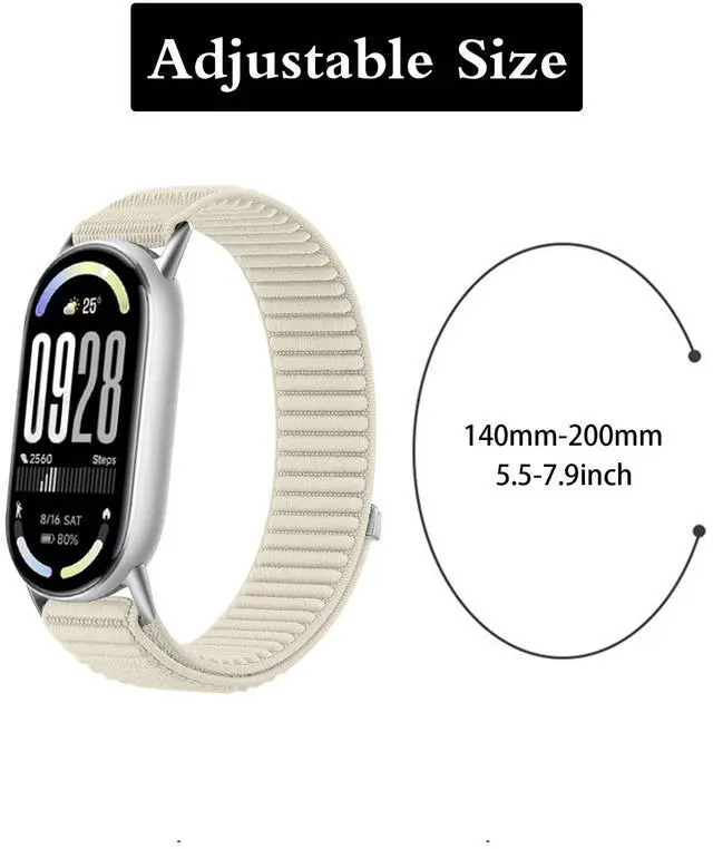 Alt view image 5 of 6 - Nylon Bands Compatible with Xiaomi Smart Band 10/9/8,Lightweight Sport Replacement for Mi Band 10/9/8 for Women Men