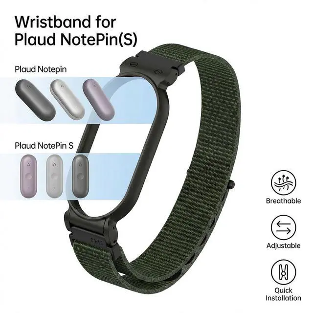 Alt view image 2 of 7 - Wristband for Plaud NotePin(S), Metal Case and Breathable Nylon Band, Zinc-Alloy Case for Secure Fit Anti-Drop, 12mm Connector, Adjustable Wrist Strap, Fits 5.5 to 8.7 inch wrist