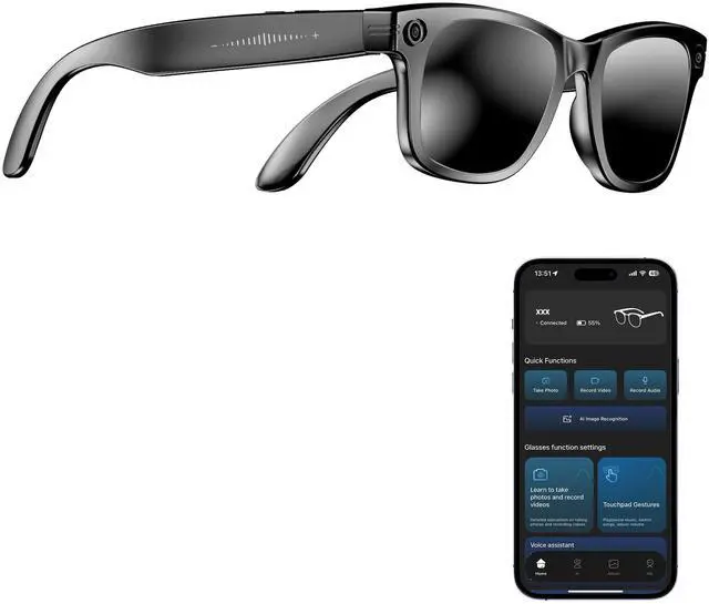 Main image of AI Smart Camera Glasses with 4K Ultra-Wide Anti-Shake Camera,HD1080P Videos, Vlog Recording, AI Translation, AI Voice Assistant, Open Ears, Wi-Fi Transmission, Music Control Sunglasses