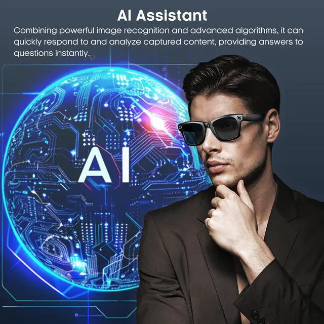 Alt view image 4 of 7 - AI Smart Camera Glasses with 4K Ultra-Wide Anti-Shake Camera,HD1080P Videos, Vlog Recording, AI Translation, AI Voice Assistant, Open Ears, Wi-Fi Transmission, Music Control Sunglasses