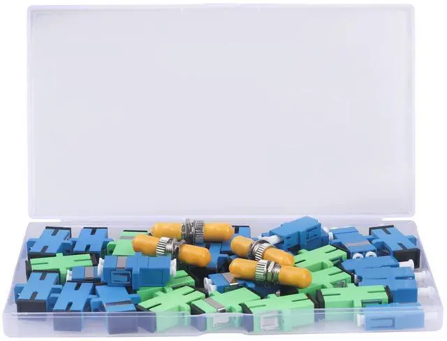 Main image of Fiber Optic Couplers Kit for SC/UPC, SC/APC, ST, LC Cables, 5 Styles with 34pcs Fiber Optic Adapter Couplers for Single-Mode & Multi-Mode Patch Cords
