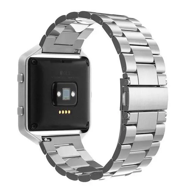 Alt view image 3 of 6 - Women Men Stainless Steel Band Strap with Stailess Steel Frame Compatible with Fitbit Blaze, Match Link Removal Tool, Silver