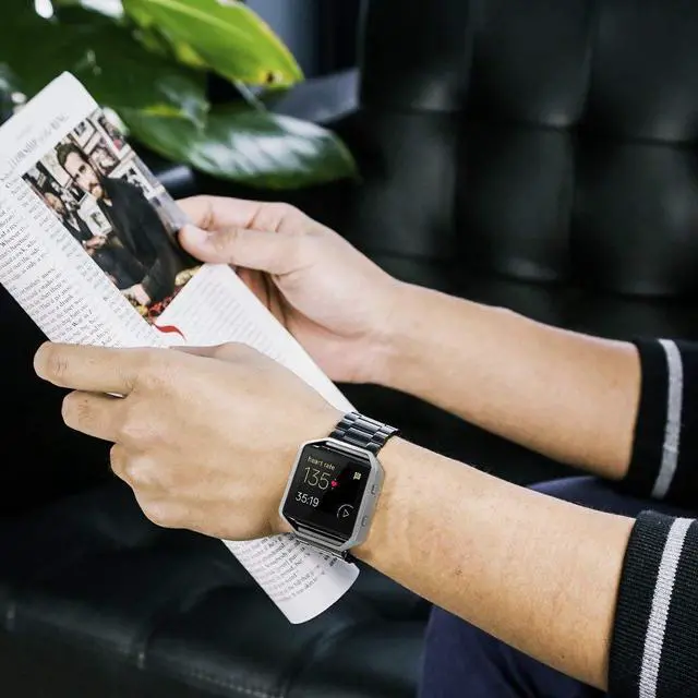 Alt view image 6 of 6 - Women Men Stainless Steel Band Strap with Stailess Steel Frame Compatible with Fitbit Blaze, Match Link Removal Tool, Silver