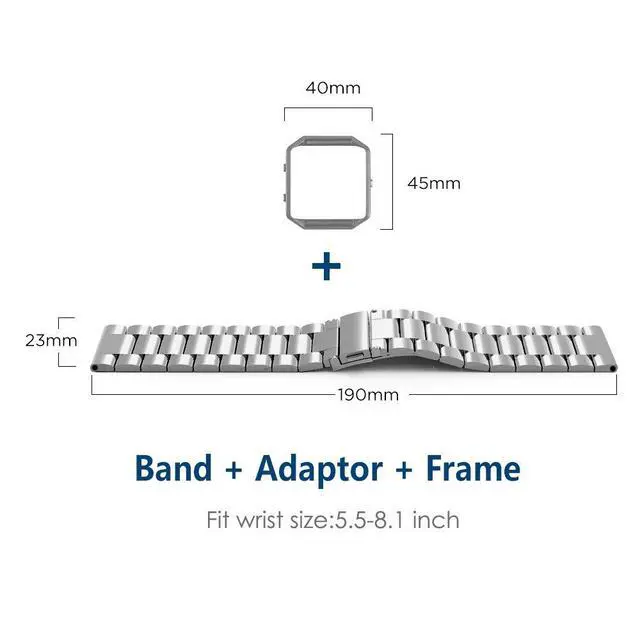 Alt view image 5 of 6 - Women Men Stainless Steel Band Strap with Stailess Steel Frame Compatible with Fitbit Blaze, Match Link Removal Tool, Silver