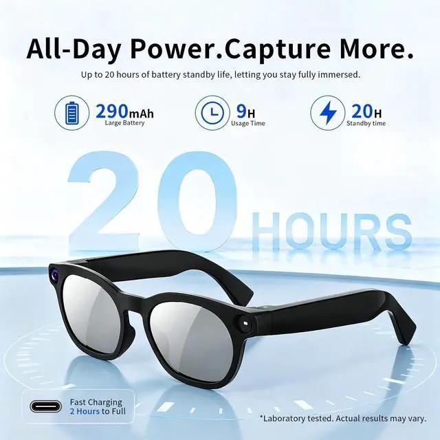 Alt view image 3 of 4 - AI Smart Glasses with 8MP Camera 4K Video Recording Anti-Shake | Open Ear Bluetooth Glasses for Men Women, AI Voice Control Translation, Outdoor Sports Cycling Travel
