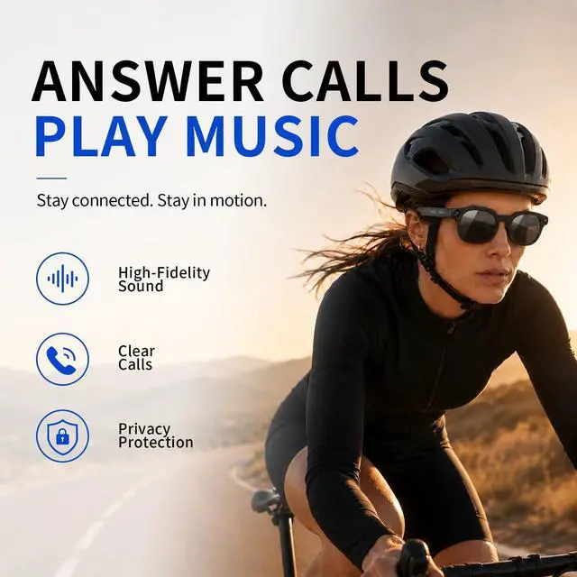 Alt view image 6 of 6 - Smart Glasses with Camera & AI, 8MP Photo/Video Recording Glasses with Stabilization, Live Translation Voice Control, Bluetooth Music, Type-C Charging, for Outdoor Cycling Recording with Clear Lenses