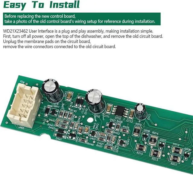 Alt view image 5 of 5 - WD21X31902C WD21X23462 UI Control Board Updated Generation WD21X3200 User Interface - Compatible Only with Specific GE Dishwasher Models