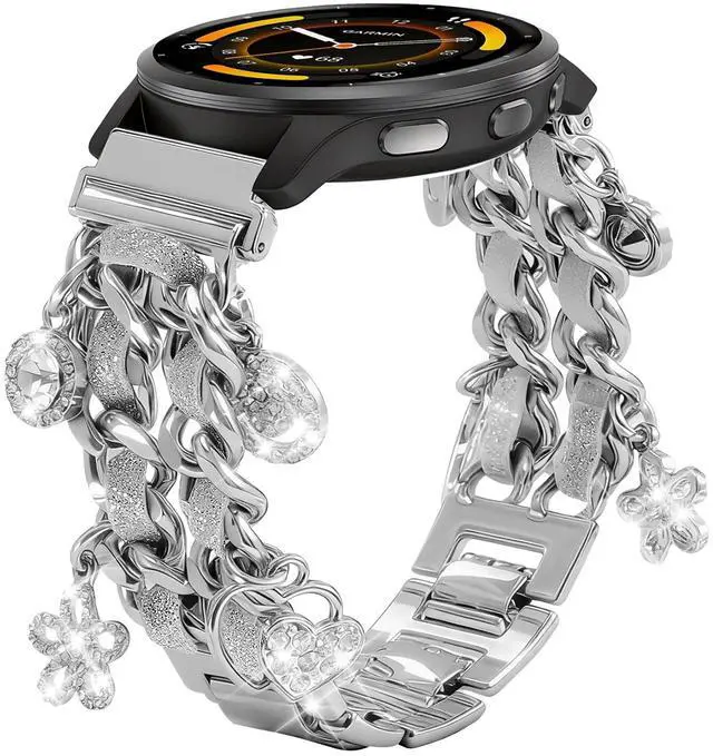 Main image of 22mm Stylish Metal Band Compatible with Garmin Vivoactive 4/Venu4 45mm/Venu 3/Venu 2, Pretty Chain Strap Compatible with Forerunner 265/255/745
