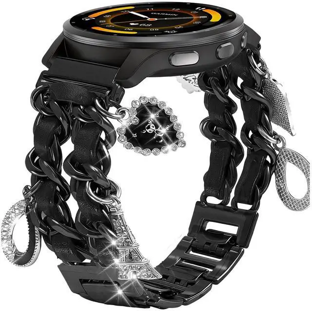 Main image of 22mm Stylish Metal Band Compatible with Garmin Vivoactive 4/Venu4 45mm/Venu 3/Venu 2, Pretty Chain Strap Compatible with Forerunner 265/255/745