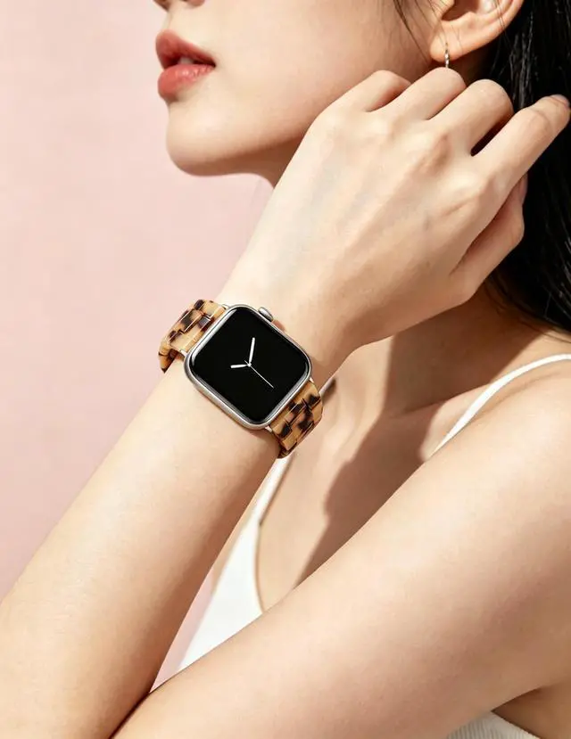 Alt view image 4 of 6 - Resin Band Compatible with Apple Watch Band for Women 38mm 40mm 41mm 42mm 44mm 45mm 46mm 49mm Fashion Lightweight Strap for iWatch Series 11/10/9/8/7/6/5/4/SE/Ultra 3 2 Bracelet Wristband