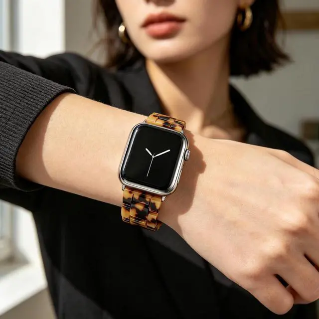 Alt view image 5 of 6 - Resin Band Compatible with Apple Watch Band for Women 38mm 40mm 41mm 42mm 44mm 45mm 46mm 49mm Fashion Lightweight Strap for iWatch Series 11/10/9/8/7/6/5/4/SE/Ultra 3 2 Bracelet Wristband