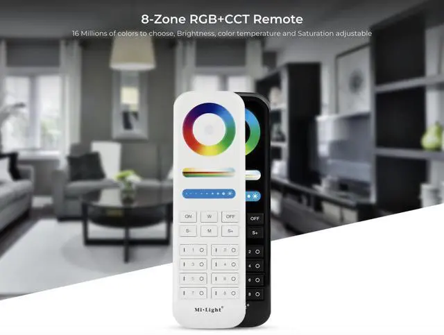 Alt view image 4 of 7 - FUT089-B 8-Zone RGB+CCT Remote 2.4GHz, Wireless LED Remote Controller, 8 Independent Zones Full Color & Tunable White, Battery Not Included