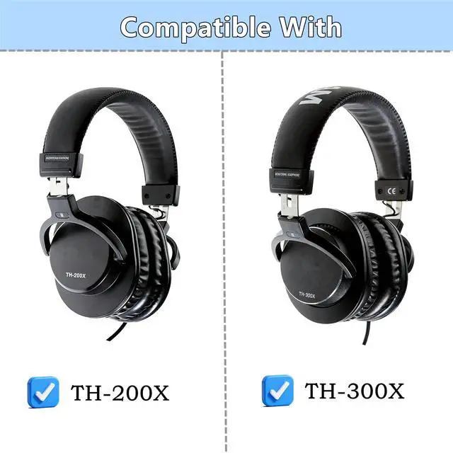 Alt view image 2 of 7 - Replacement Earpads for Tascam TH-300X TH-200X Headset, Black | Ear Cushions Protein Leather,Memory Foam, High Density