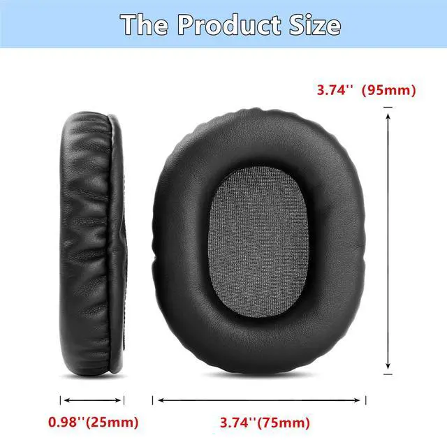 Alt view image 3 of 7 - Replacement Earpads for Tascam TH-300X TH-200X Headset, Black | Ear Cushions Protein Leather,Memory Foam, High Density