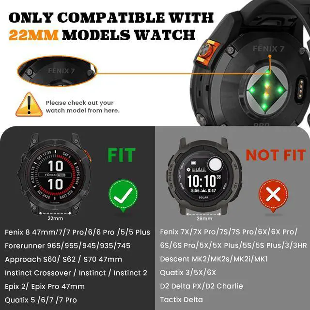 Alt view image 2 of 7 - 22mm-Quickfit-Bands for Garmin-Fenix-8-47mm - Magnetic Braided Replacement Strap for Garmin-Fenix-7/7 Pro/6/6 Pro/5/5 Plus Forerunner 965/955/945/Approach S70 47mm/S62/S60/Quatix 7 Smartwatch