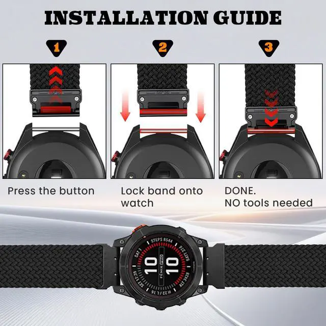 Alt view image 5 of 7 - 22mm-Quickfit-Bands for Garmin-Fenix-8-47mm - Magnetic Braided Replacement Strap for Garmin-Fenix-7/7 Pro/6/6 Pro/5/5 Plus Forerunner 965/955/945/Approach S70 47mm/S62/S60/Quatix 7 Smartwatch