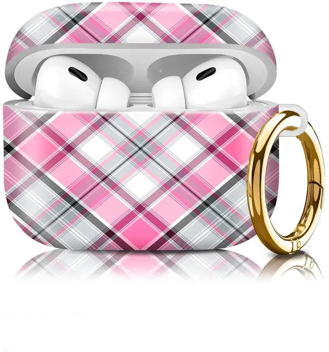 Main image of Compatiable for AirPod Pro 2nd/1st Generation Case,Lightweight & Durable Resistant Hard Case with Keychain,Stylish Design AirPod Case Cover for Women(Pink White Plaid)