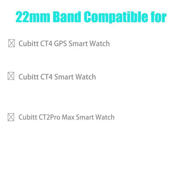 Alt view image 2 of 6 - Compatible for Cubitt CT4 Smart Watch Band, 22mm Quick Release Classic Watch Bands Soft Silicone Bands Bracelet Sports Strap for Compatible with Cubitt CT4 / CT4 GPS / CT2Pro Max Smart Watch