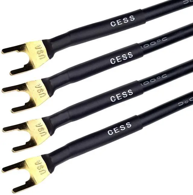 Alt view image 2 of 6 - Large Fork Speaker Cable Jumpers, 8 Inches | Fork Spade Plug To Spade Plug, 4 Pack, Premium, 8 Gauge