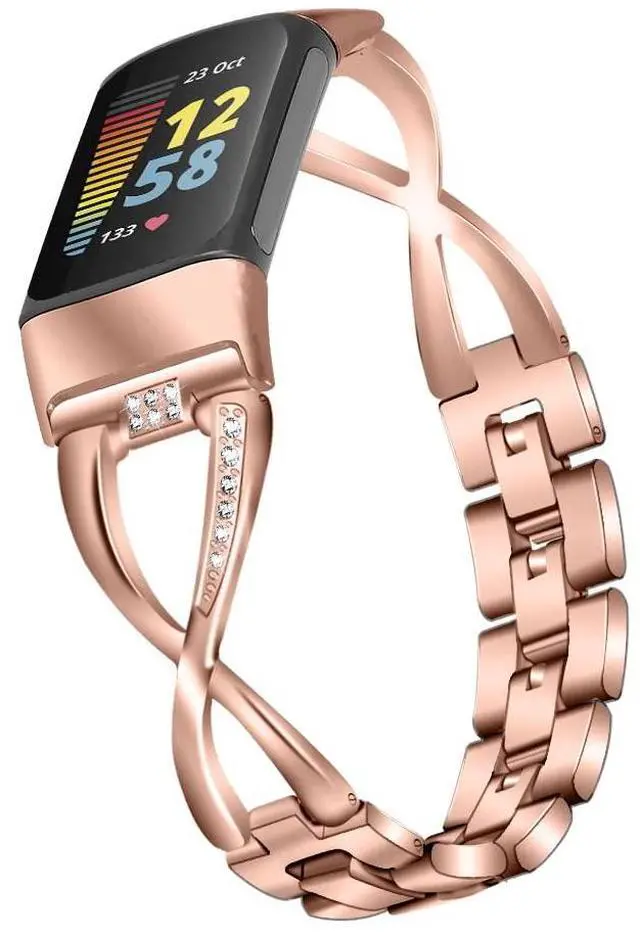 Main image of Fit for Fitbit Charge 6 Bands for Women Men, Dressy Metal Bling Replacement Band Straps Wristbands Bracelet for Fitbit Charge 6 Fitness Tracker