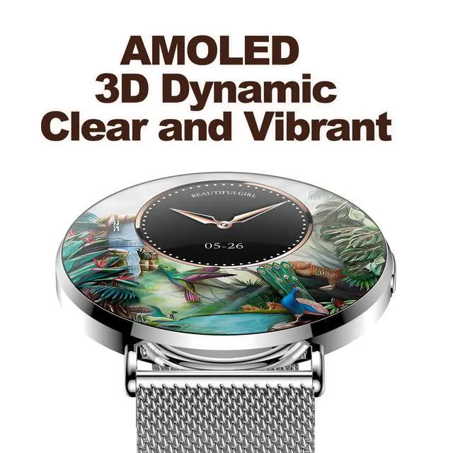 Alt view image 5 of 6 - Ultra-Slim Smart Watches for Women(Call/2 Bands/All Metal), 41mm1.32" AMOLED Ultra-Clear Screen Fitness Tracker with SpO2/Heart Rate/Sleep Tracking,Waterproof Smart Watch for iPhone/Samsung/Android