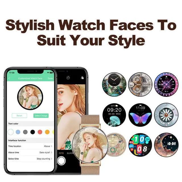 Alt view image 6 of 6 - Ultra-Slim Smart Watches for Women(Call/2 Bands/All Metal), 41mm1.32" AMOLED Ultra-Clear Screen Fitness Tracker with SpO2/Heart Rate/Sleep Tracking,Waterproof Smart Watch for iPhone/Samsung/Android