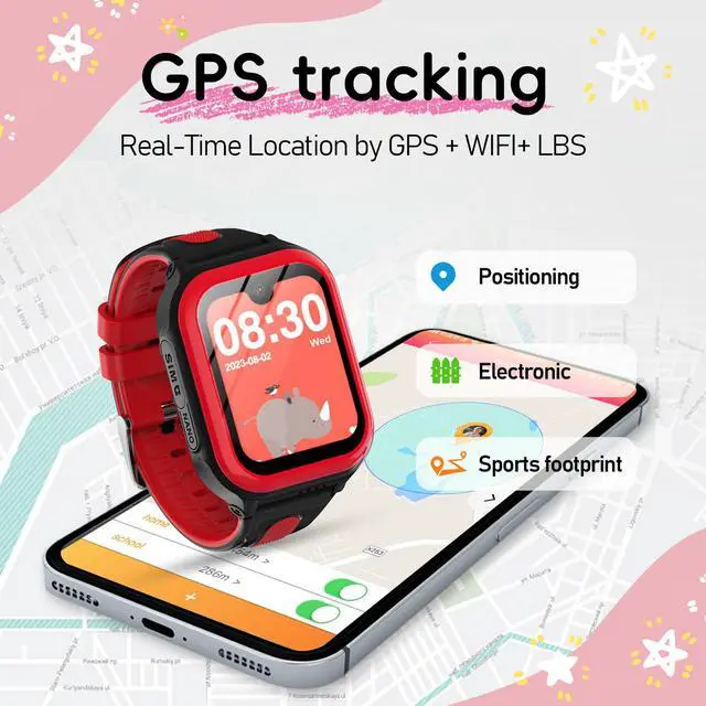 Alt view image 3 of 6 - Kids Smart Watches 1.78" AMOLED Screen Smartwatches Boys Girls 6-12 Year GPS Location Video Calls SOS Camera Message Pedometer