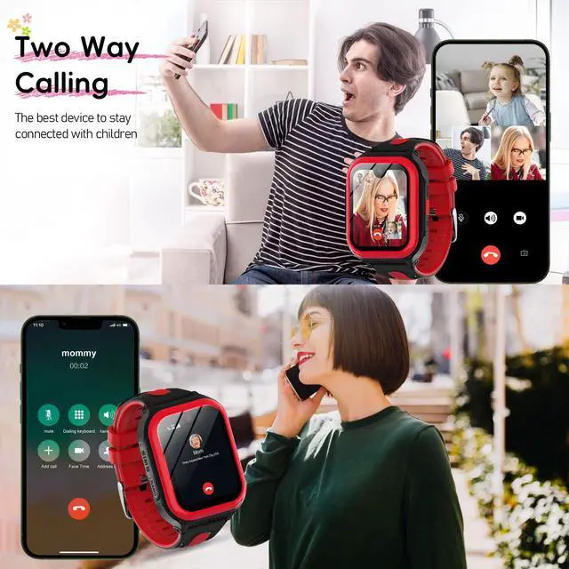 Alt view image 5 of 6 - Kids Smart Watches 1.78" AMOLED Screen Smartwatches Boys Girls 6-12 Year GPS Location Video Calls SOS Camera Message Pedometer