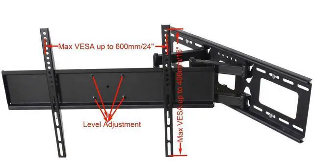 Alt view image 6 of 7 - Tilt Swivel TV Wall Mount 32"- 70" LCD LED Plasma TV with VESA 200x200,400x400,up to 600x400 mm, Full Motion Articulating Dual Arm Mount Fits up to 24" Studs MW365B2H C20