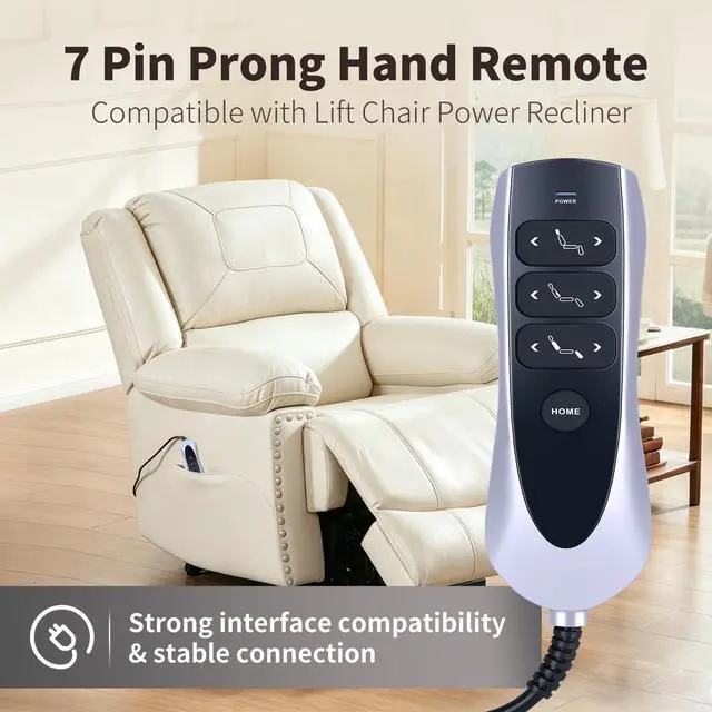 Alt view image 2 of 7 - 7 Button 7 Pin Prong Remote Hand Control for OKIN Lift Power Recliners | for OKIN JLDK.38.04.15 Lift Chairs Power Recliners with USB charging port & backlight, Plug-and-Play