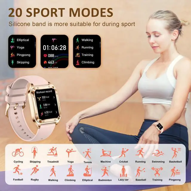 Alt view image 4 of 6 - Smart Watch for Women 1.59" iPhone & Android Luxury Diamond Bluetooth Call | Fitness Tracker/AI Voice Control/Heart Rate Sleep Monitor, 120+ Sport Modes IP68 Waterproof, Rose Gold/2 Bands