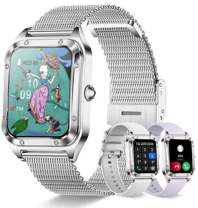Main image of Smart Watch for Women 1.59" HD for Android iPhone Bluetooth Call 3 Bands | Fitness Tracker/AI Voice Control/Heart Rate Sleep Monitor, 120+ Sports Modes/IP68 Waterproof, Silver