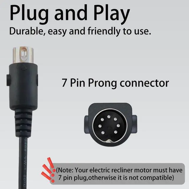 Alt view image 6 of 7 - 7 Button 7 Pin Prong Remote Hand Control for OKIN Lift Power Recliners | for OKIN JLDK.38.04.15 Lift Chairs Power Recliners with USB charging port & backlight, Plug-and-Play