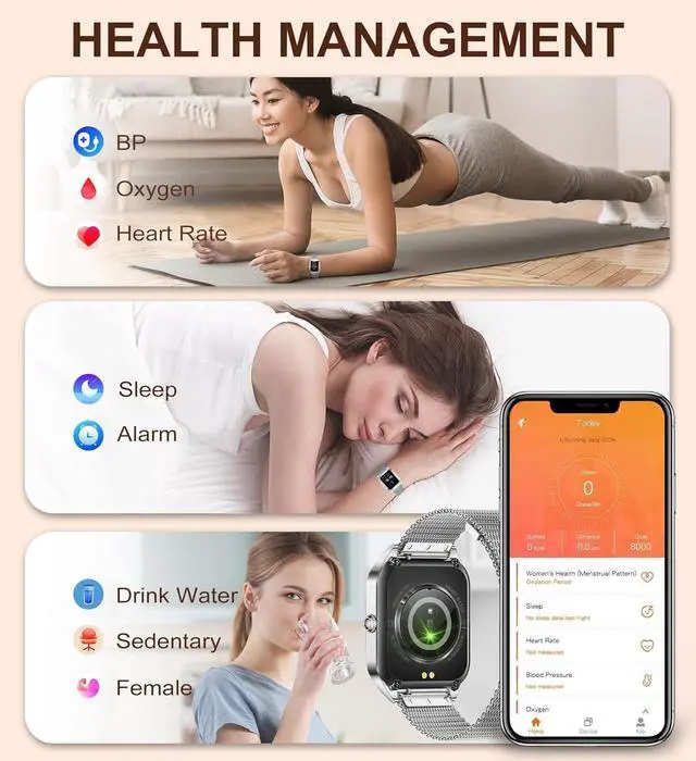 Alt view image 5 of 7 - Smart Watch for Women 1.59" HD for Android iPhone Bluetooth Call 3 Bands | Fitness Tracker/AI Voice Control/Heart Rate Sleep Monitor, 120+ Sports Modes/IP68 Waterproof, Silver