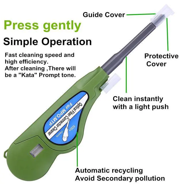Alt view image 2 of 7 - Fiber Optic Cleaner for MPO/MTP Connectors, Over 500 Cleans, Fiber Endface & Optical Connector Cleans (Green)